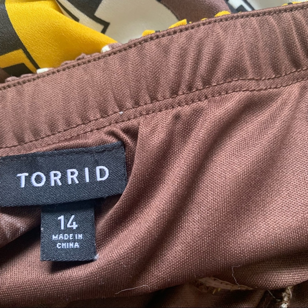 Torrid plus size dress strapless boho Aztec print brown yellow size 14 US - Picture 9 of 15